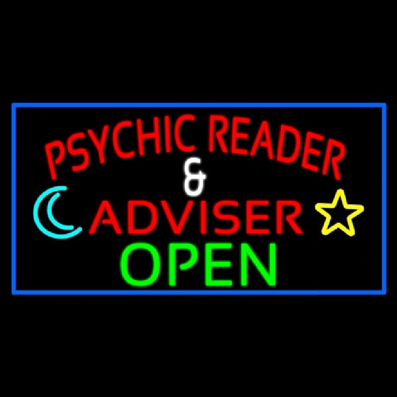 Red Psychic Reader And Advisor With Open Neonskylt