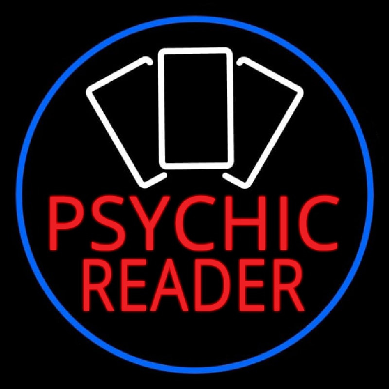 Red Psychic Reader White Cards And Blue Border Neonskylt