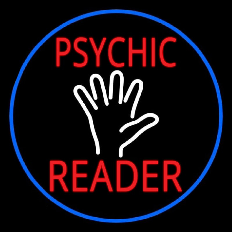 Red Psychic Reader White Palm And Blue Border Neonskylt