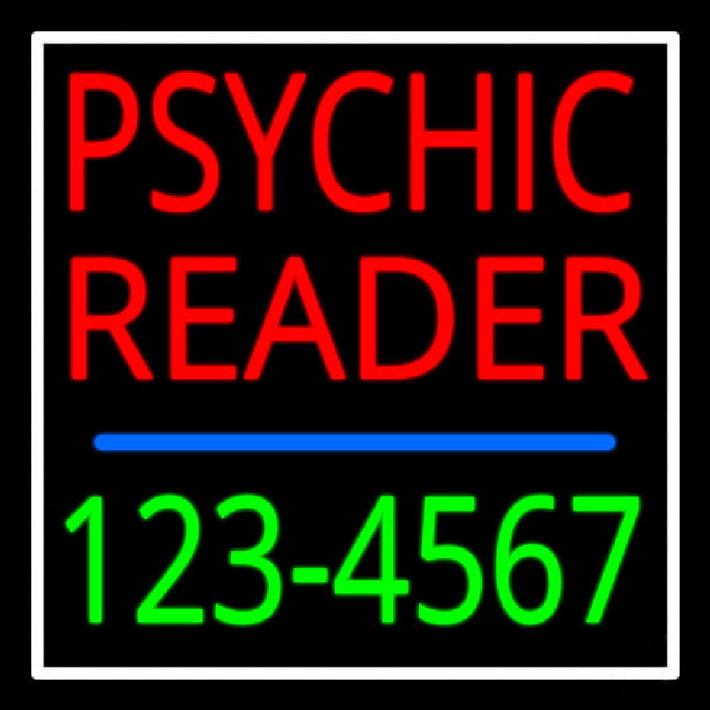 Red Psychic Reader With Green Phone Number Neonskylt