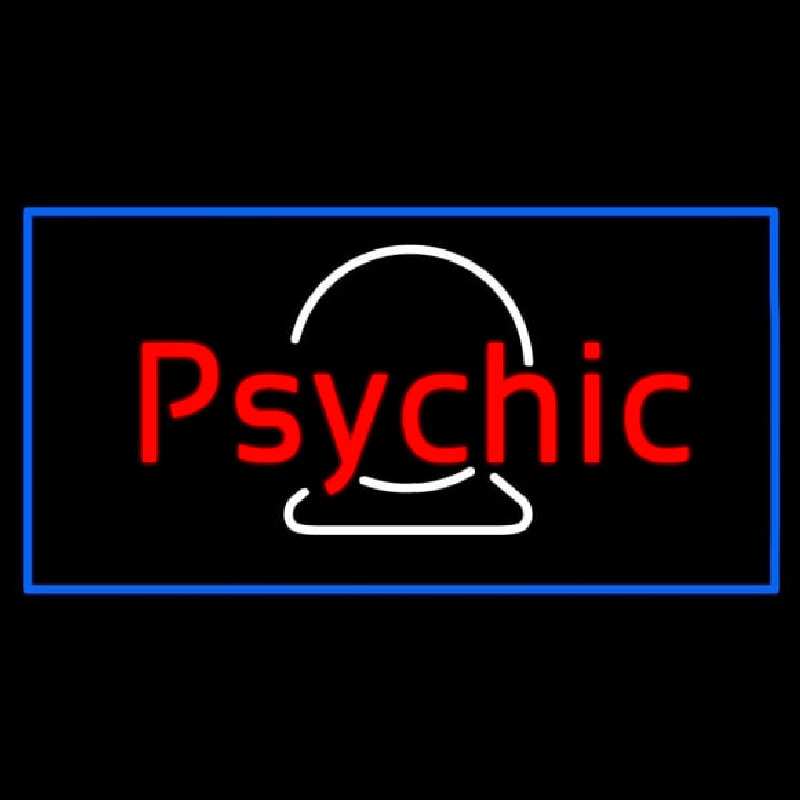 Red Psychic White Crystal Blue Border Neonskylt