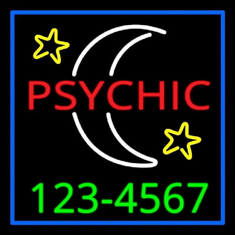 Red Psychic White Logo Green Phone Number Neonskylt
