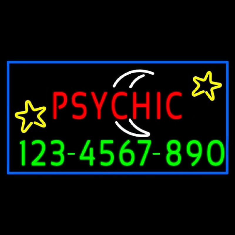 Red Psychic White Logo Phone Number Neonskylt