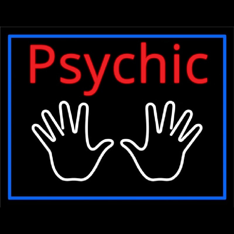 Red Psychic White Palms And Blue Border Neonskylt