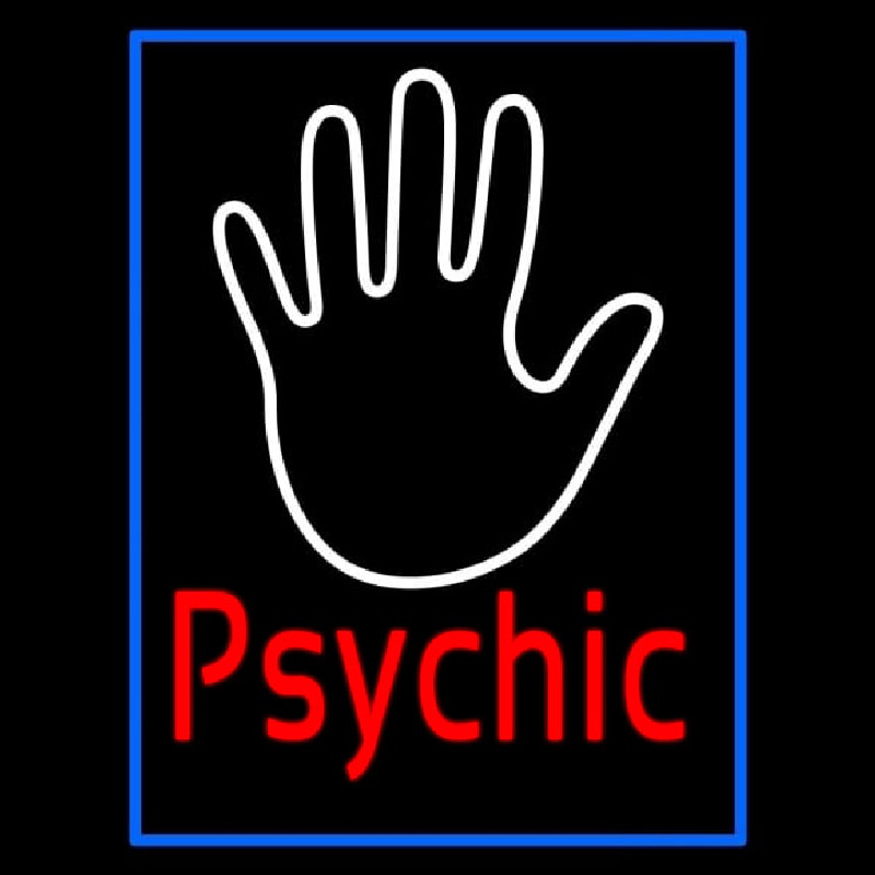 Red Psychic With Blue Border Neonskylt