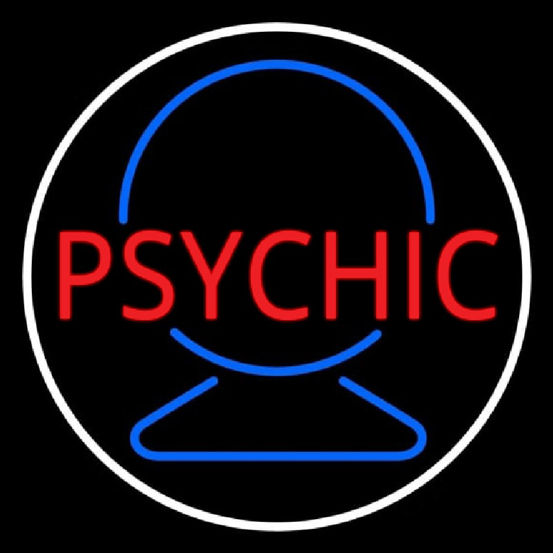 Red Psychic With Crystal White Border Neonskylt