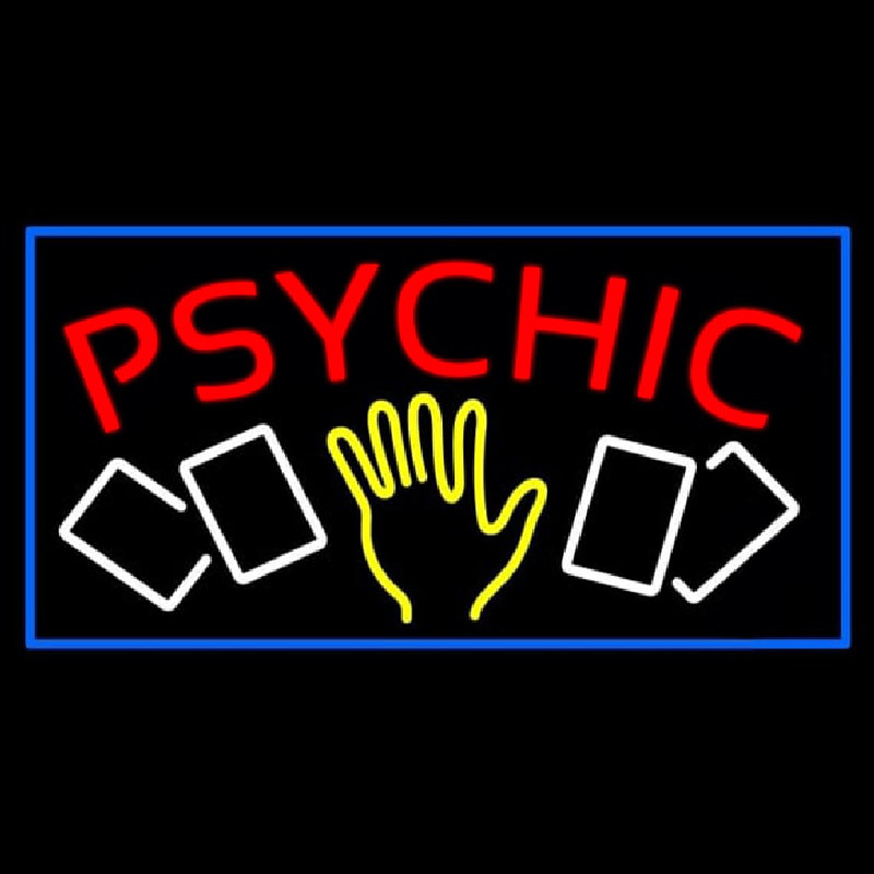 Red Psychic With Logo And Blue Border Neonskylt