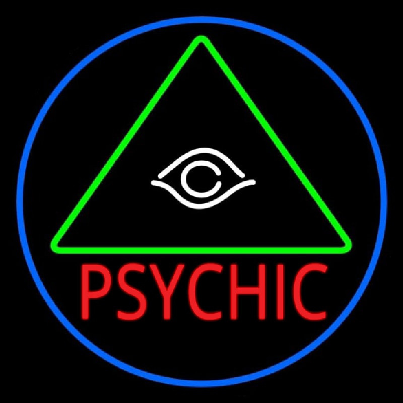 Red Psychic With Logo Blue Border Neonskylt