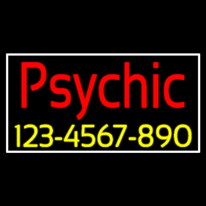 Red Psychic With Yellow Phone Number Neonskylt