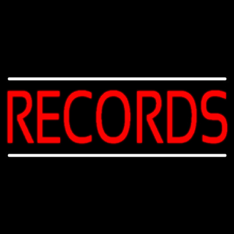 Red Records White Line Neonskylt