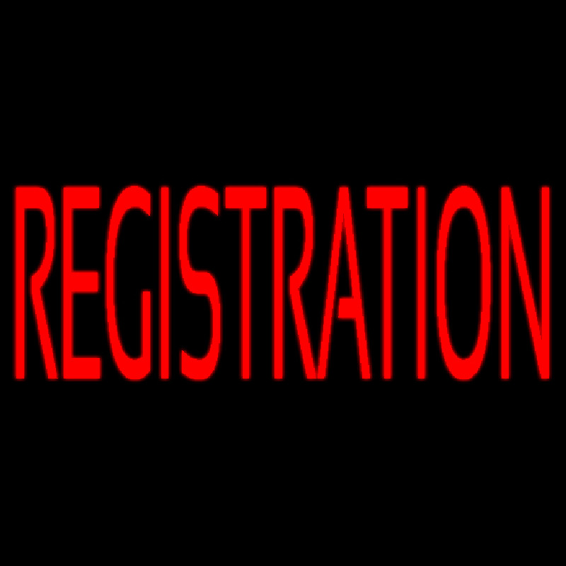 Red Registration Neonskylt