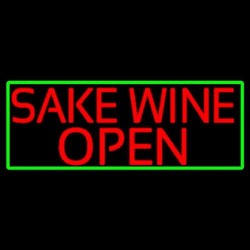 Red Sake Wine Open With Green Border Neonskylt