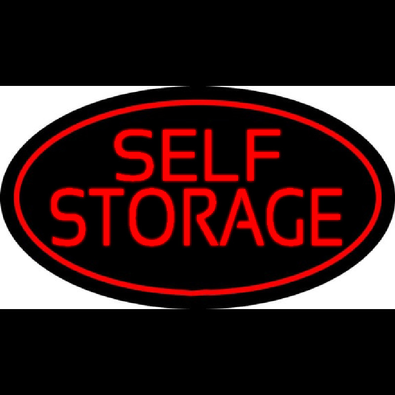 Red Self Storage Oval Neonskylt