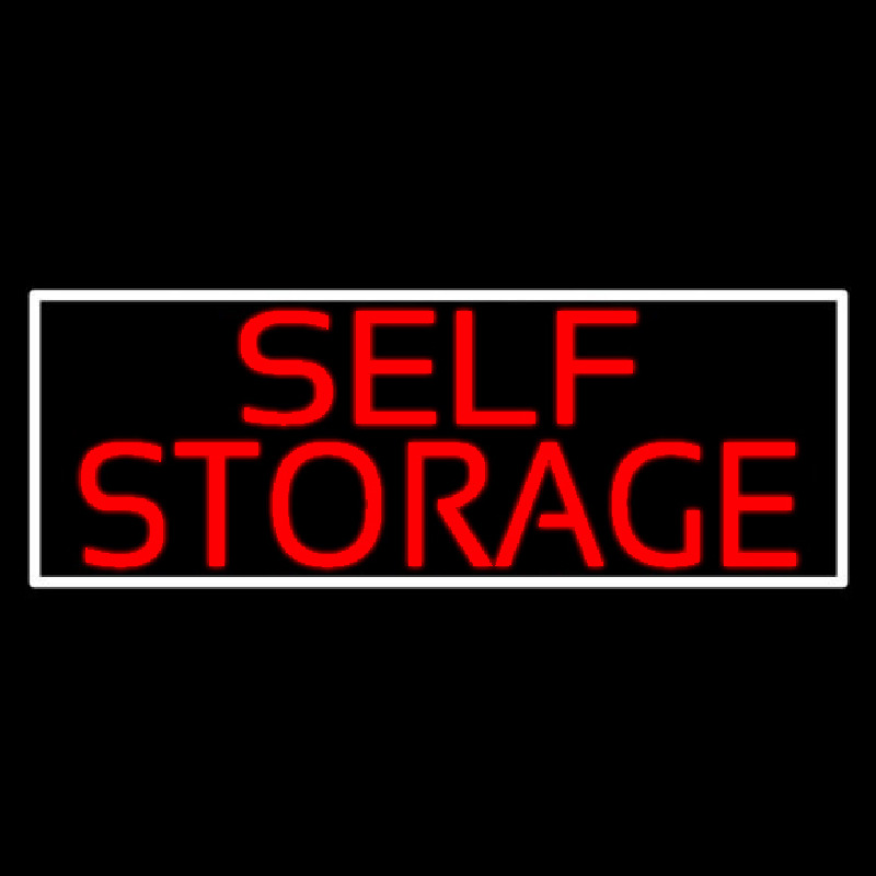 Red Self Storage White Border Neonskylt