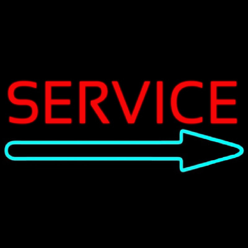 Red Service With Right Arrow 1 Neonskylt
