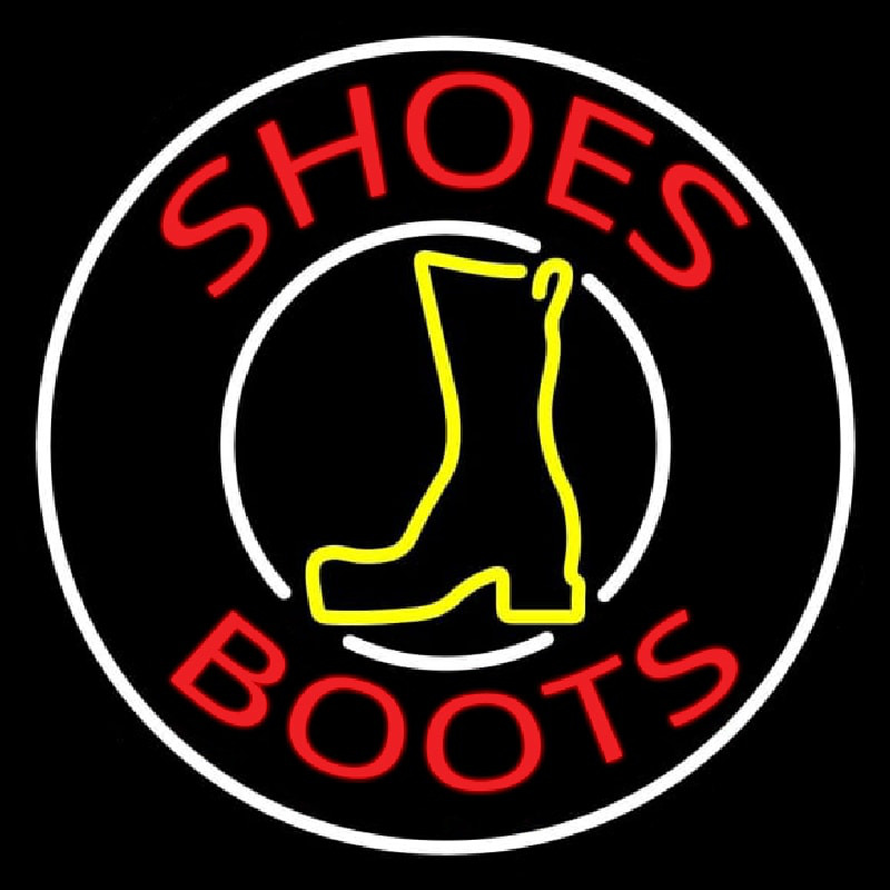 Red Shoes Boots White Border Neonskylt