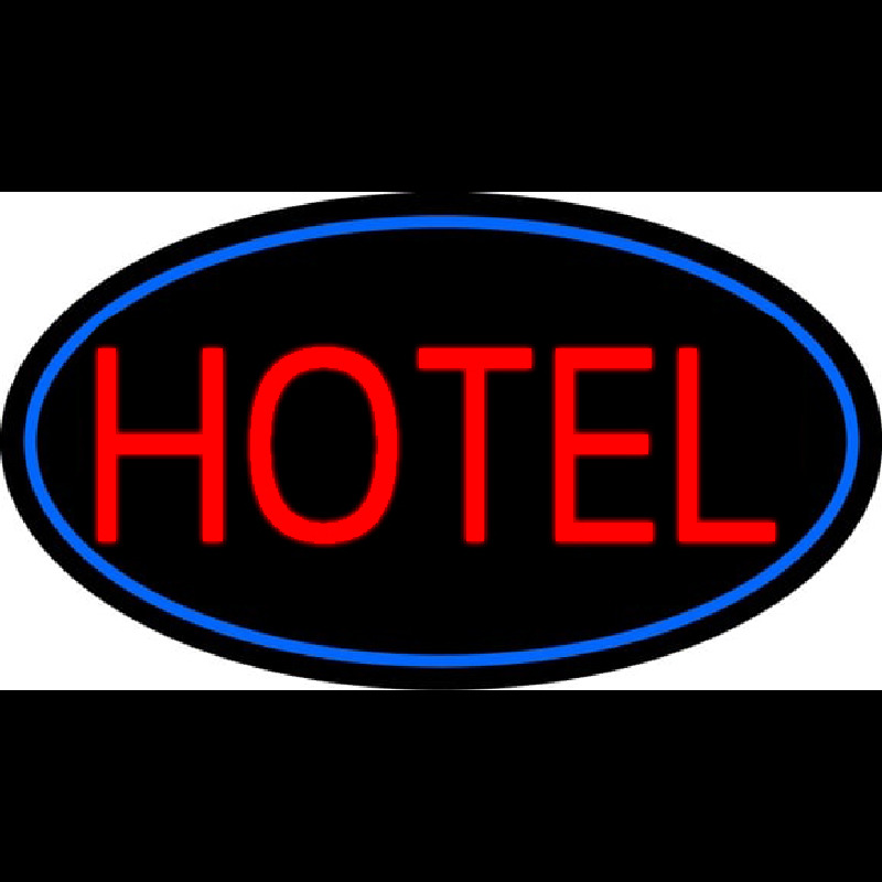 Red Simple Hotel With Blue Border Neonskylt