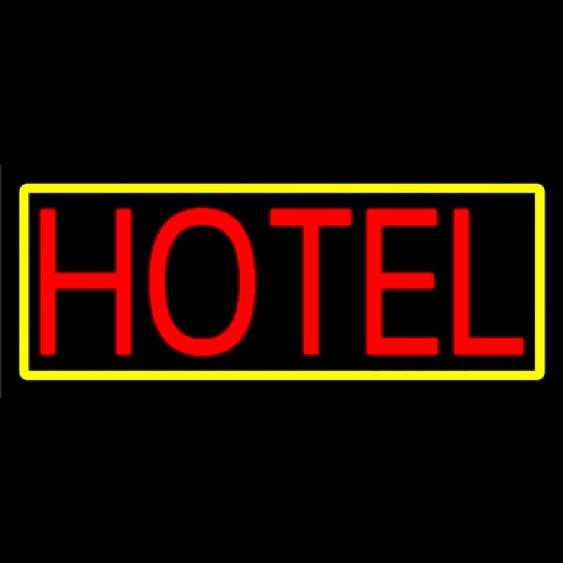 Red Simple Hotel With Yellow Neonskylt