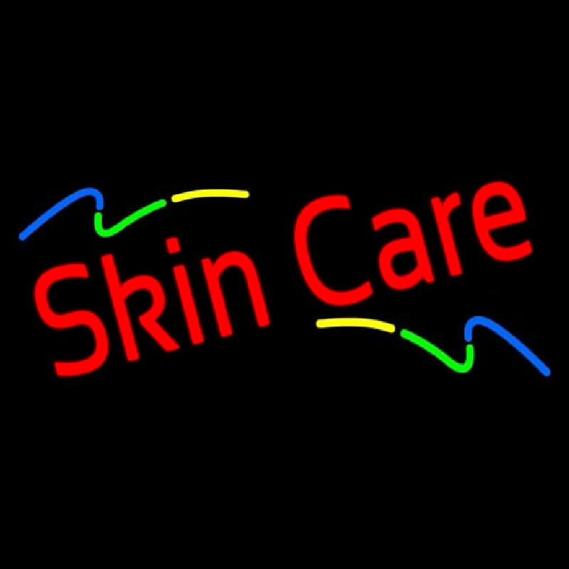 Red Skin Care Multi Colored Waves Neonskylt