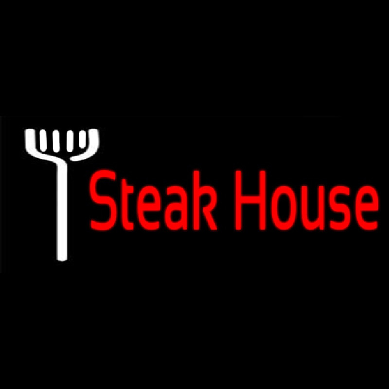 Red Steakhouse With Fork Neonskylt