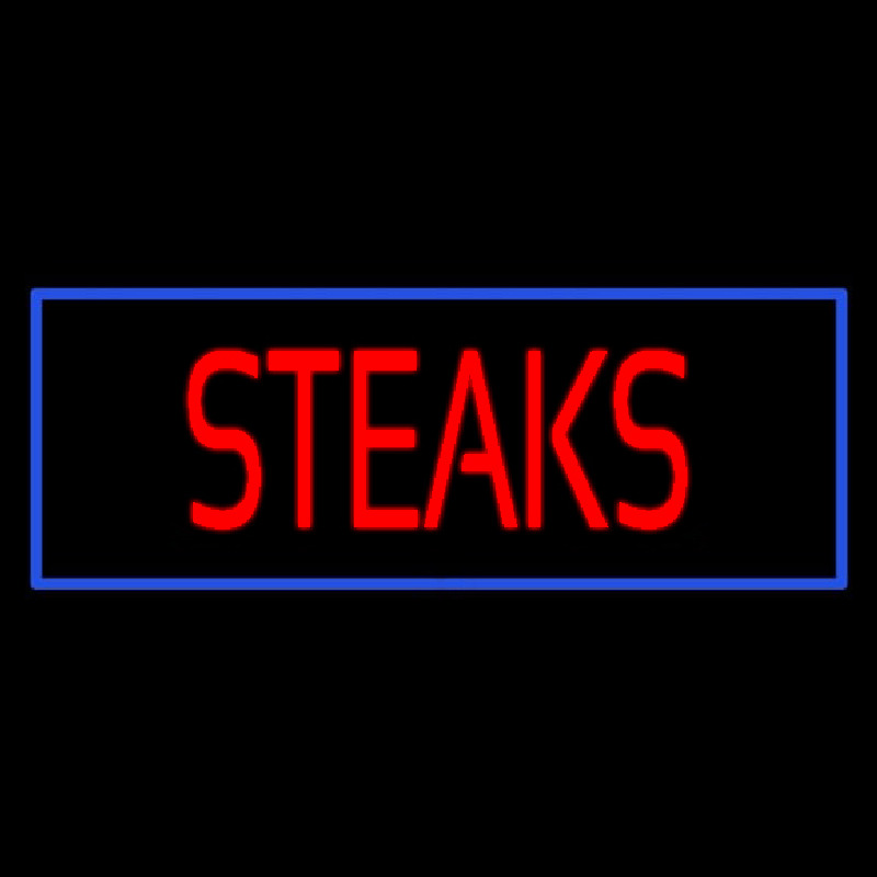 Red Steaks With Blue Border Neonskylt