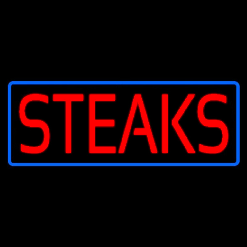 Red Steaks With Blue Border Neonskylt
