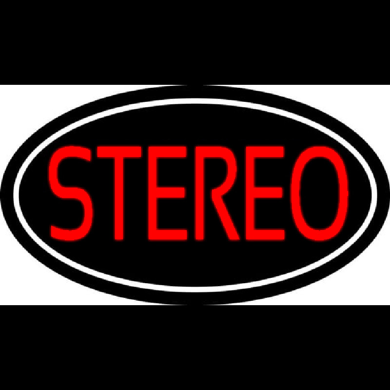 Red Stereo Block White Border 1 Neonskylt