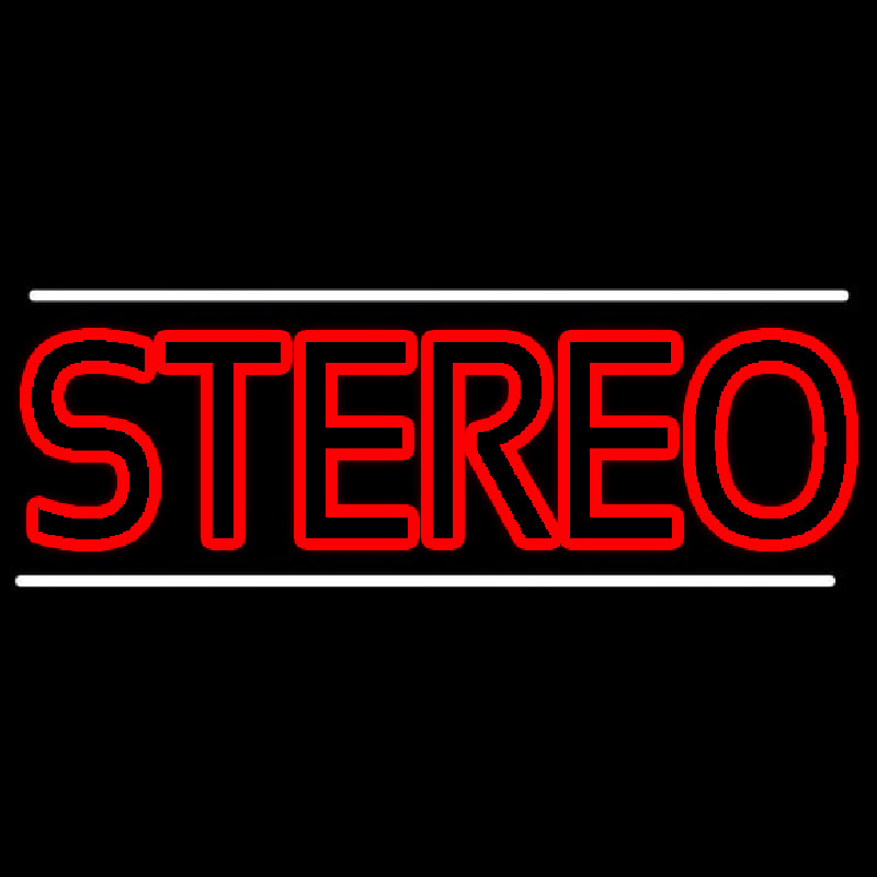 Red Stereo Block White Line Neonskylt