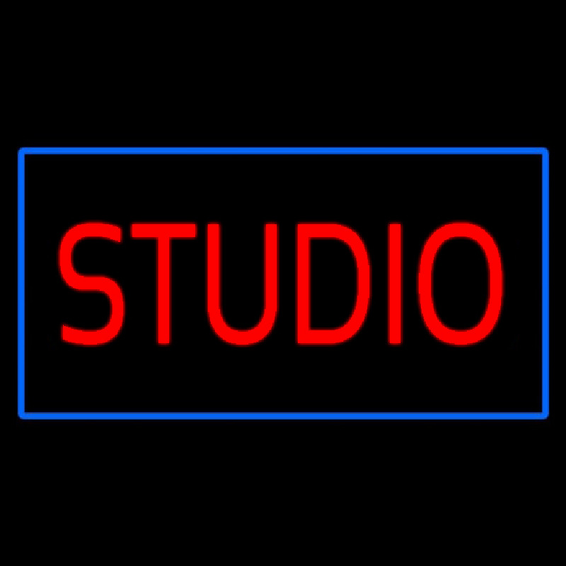 Red Studio Blue Rectangle Neonskylt