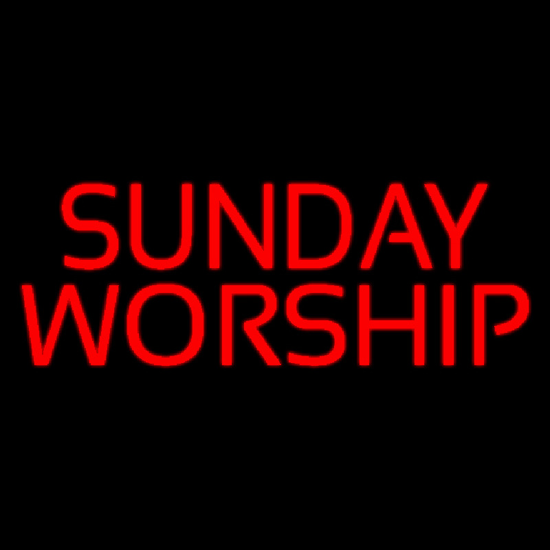 Red Sunday Worship Neonskylt