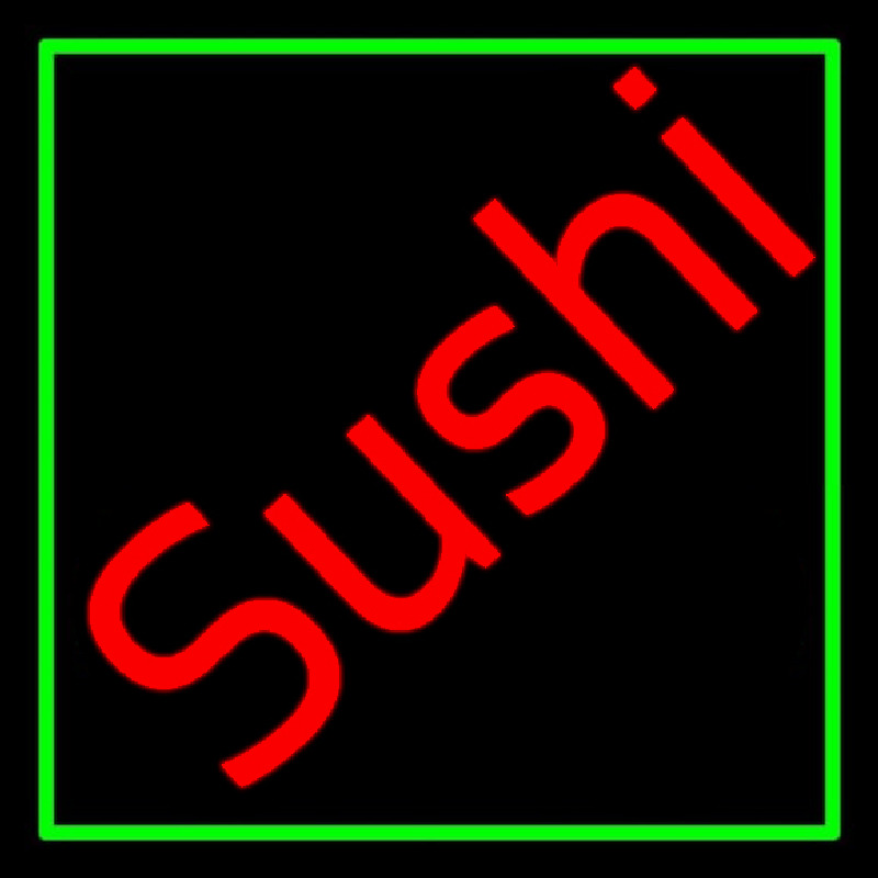 Red Sushi Green Border Neonskylt