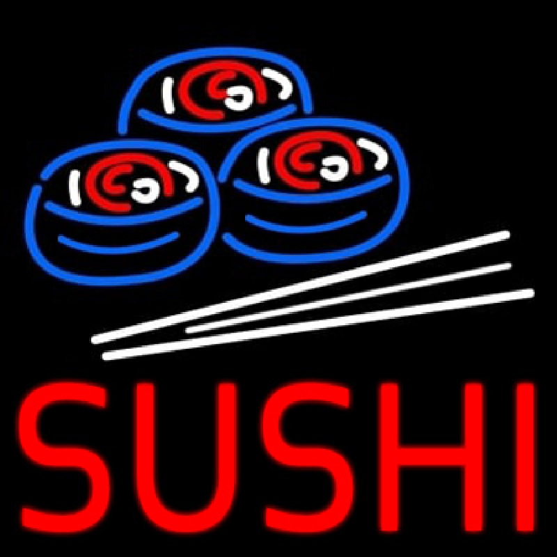Red Sushi With Sushi Logo Neonskylt