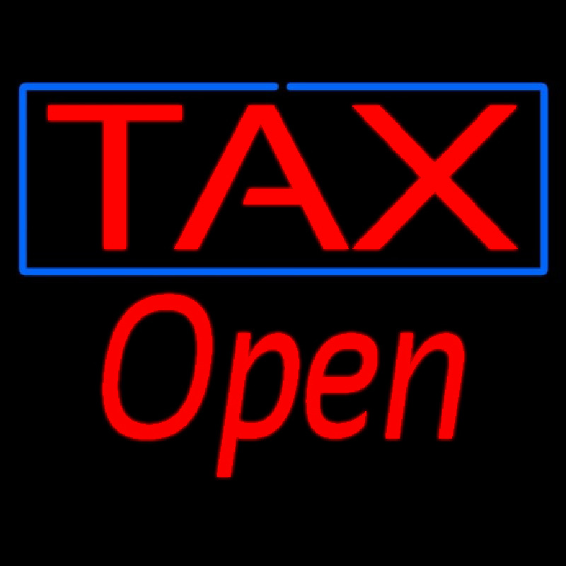 Red Ta  Blue Border Open Neonskylt