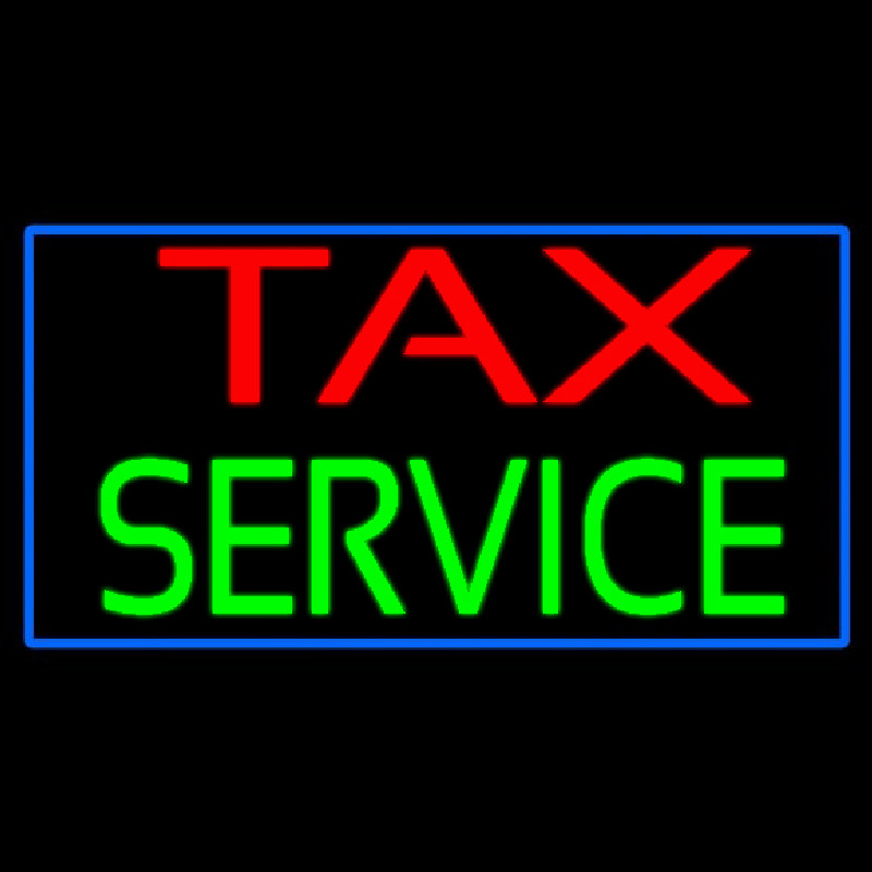 Red Ta  Service Blue Border Neonskylt