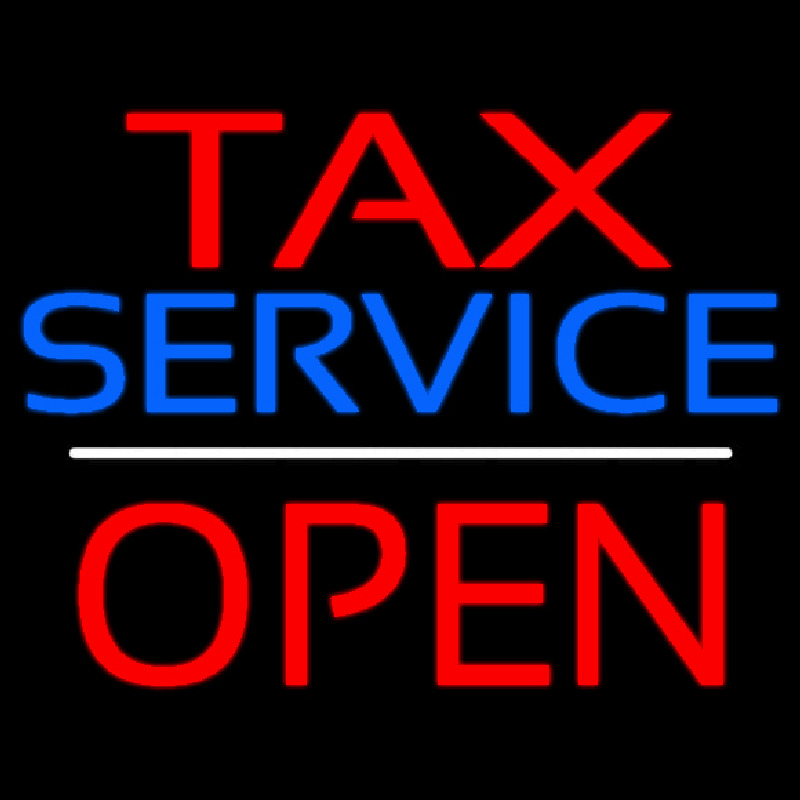Red Ta  Service White Line Block Open Neonskylt
