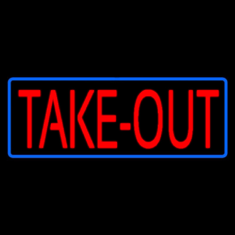Red Take Out With Blue Border Neonskylt