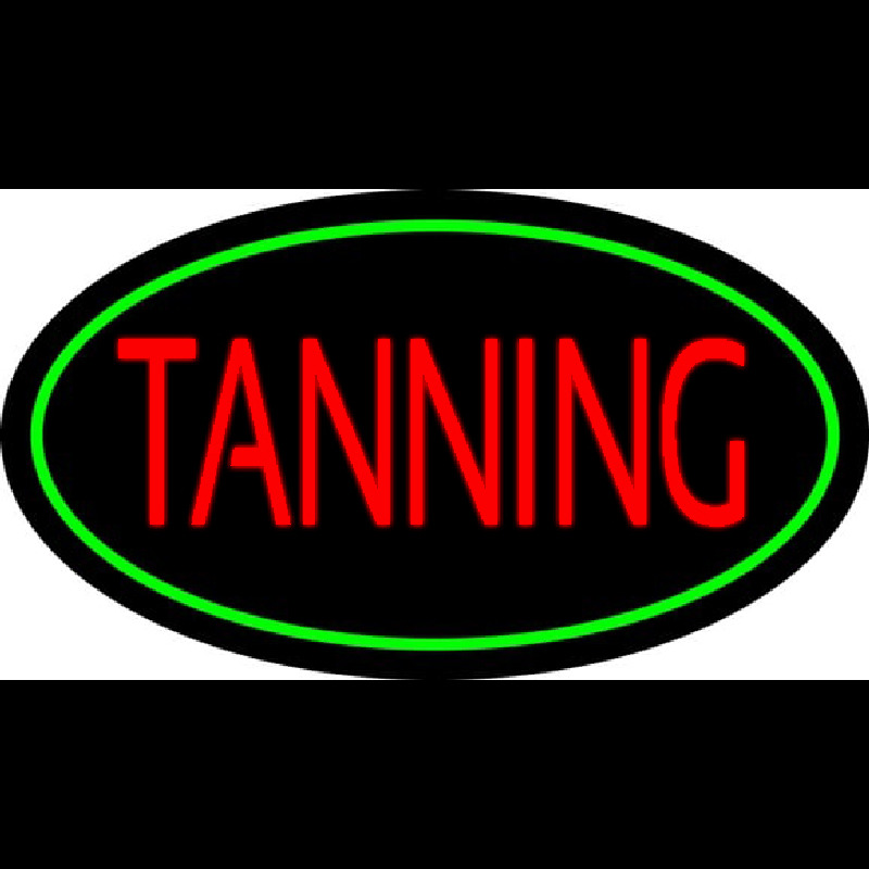 Red Tanning With Oval Green Border Neonskylt