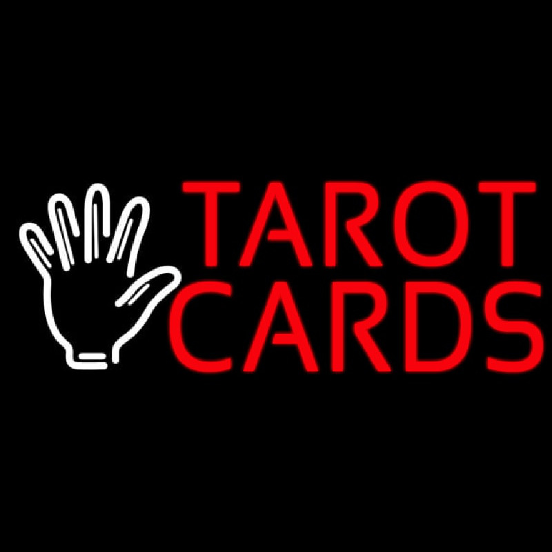 Red Tarot Cards White Palm Neonskylt