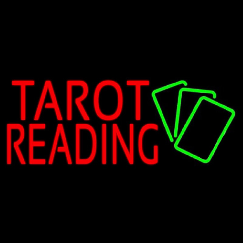 Red Tarot Reading Green Cards Neonskylt