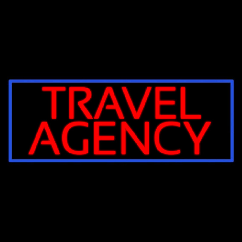 Red Travel Agency Blue Border Neonskylt