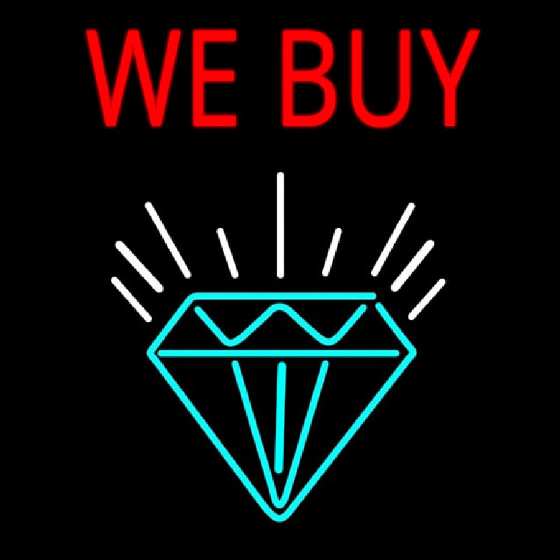 Red We Buy Diamond Logo Neonskylt