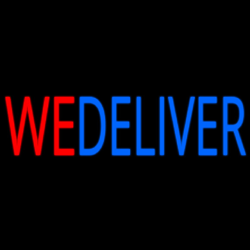 Red We Deliver Blue Neonskylt