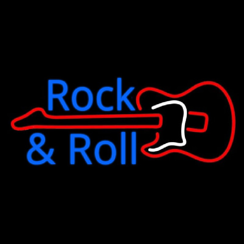 Rock And Roll With Guitar 2 Neonskylt