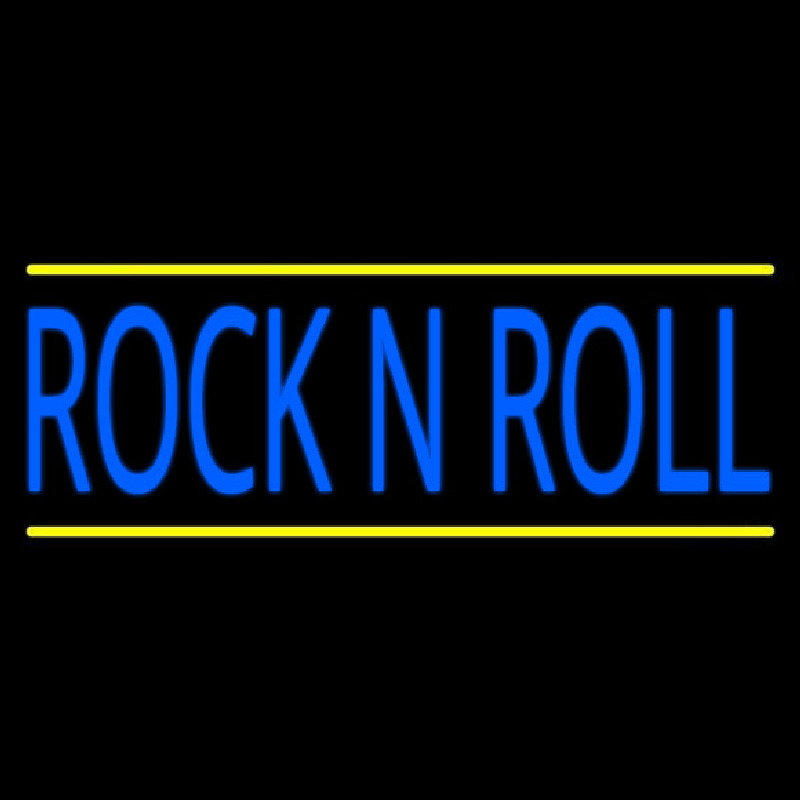 Rock N Roll Block Blue Border 2 Neonskylt