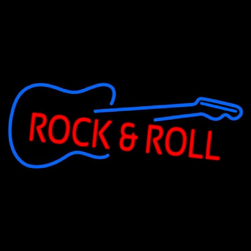 Rock N Roll Guitar Neonskylt