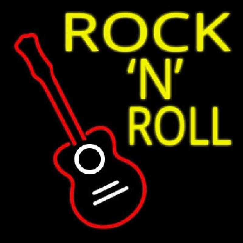 Rock N Roll With Guitar Neonskylt