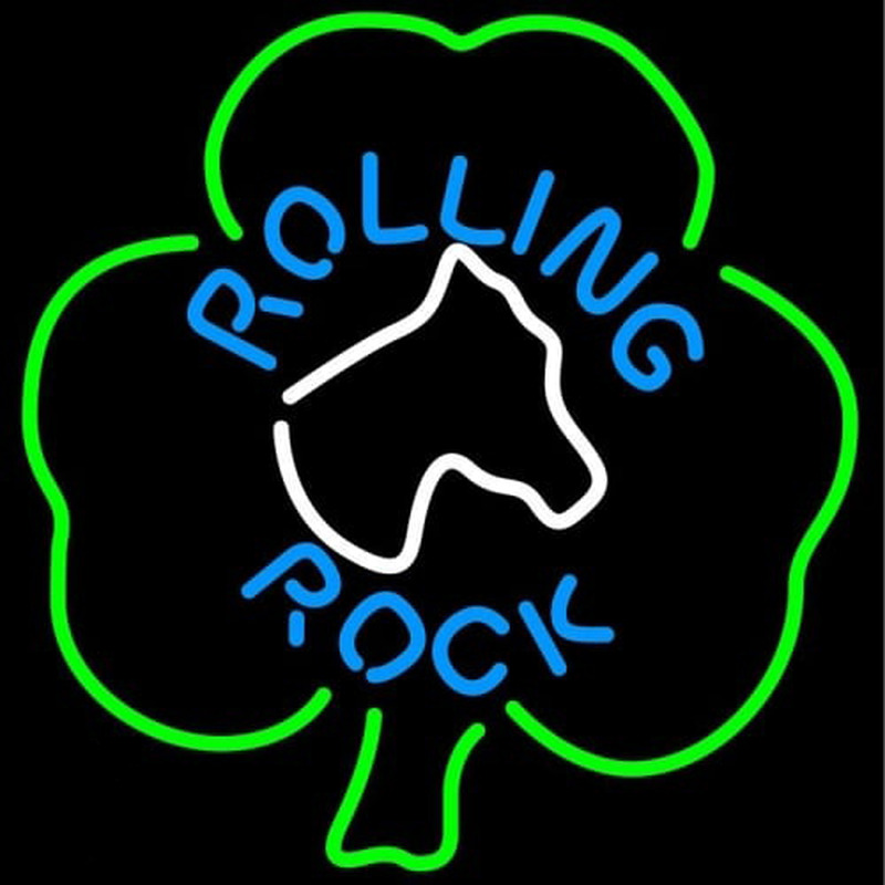 Rolling Rock Horsehead Shamrock Neonskylt