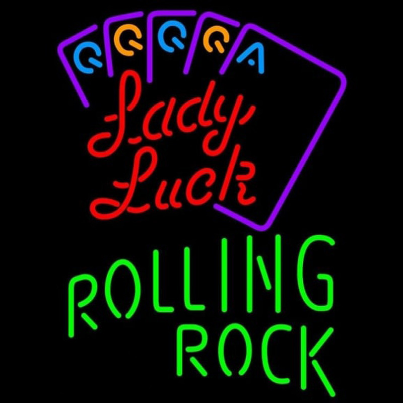 Rolling Rock Lady Luck Series Beer Sign Neonskylt