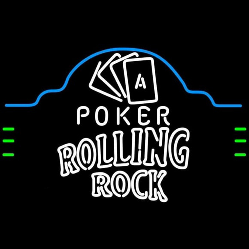 Rolling Rock Poker Ace Cards Beer Sign Neonskylt