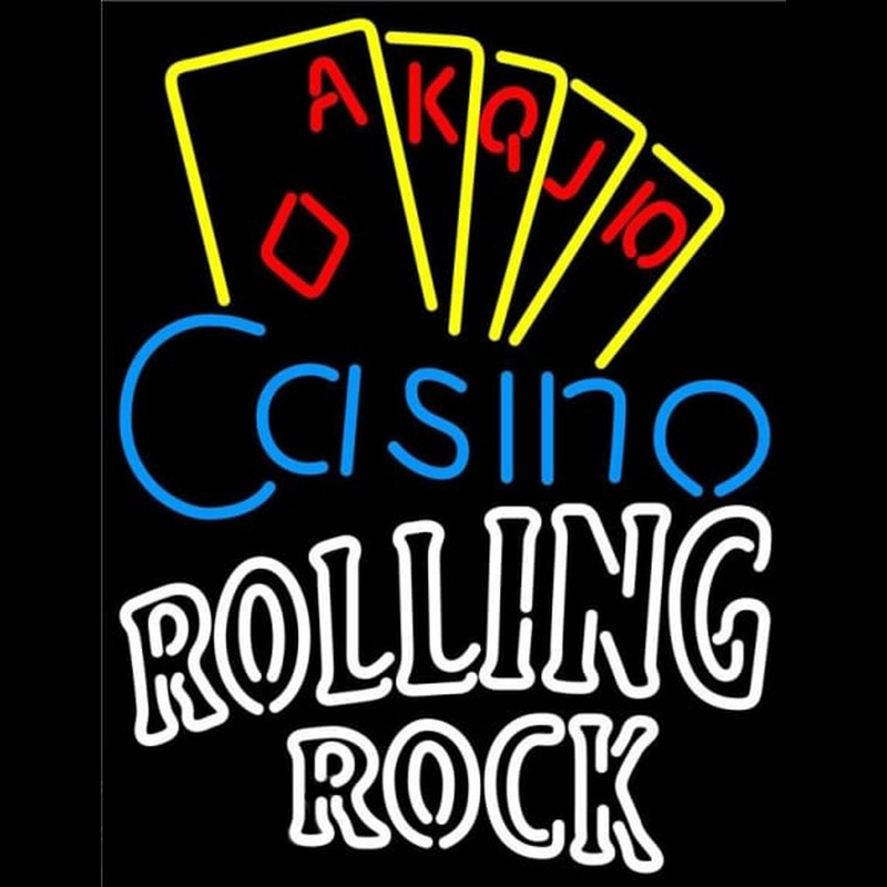 Rolling Rock Poker Casino Ace Series Beer Sign Neonskylt